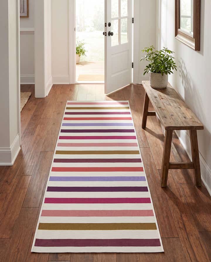 2' x 6' Easy-Clean Striped Indoor / Outdoor Runner Rug