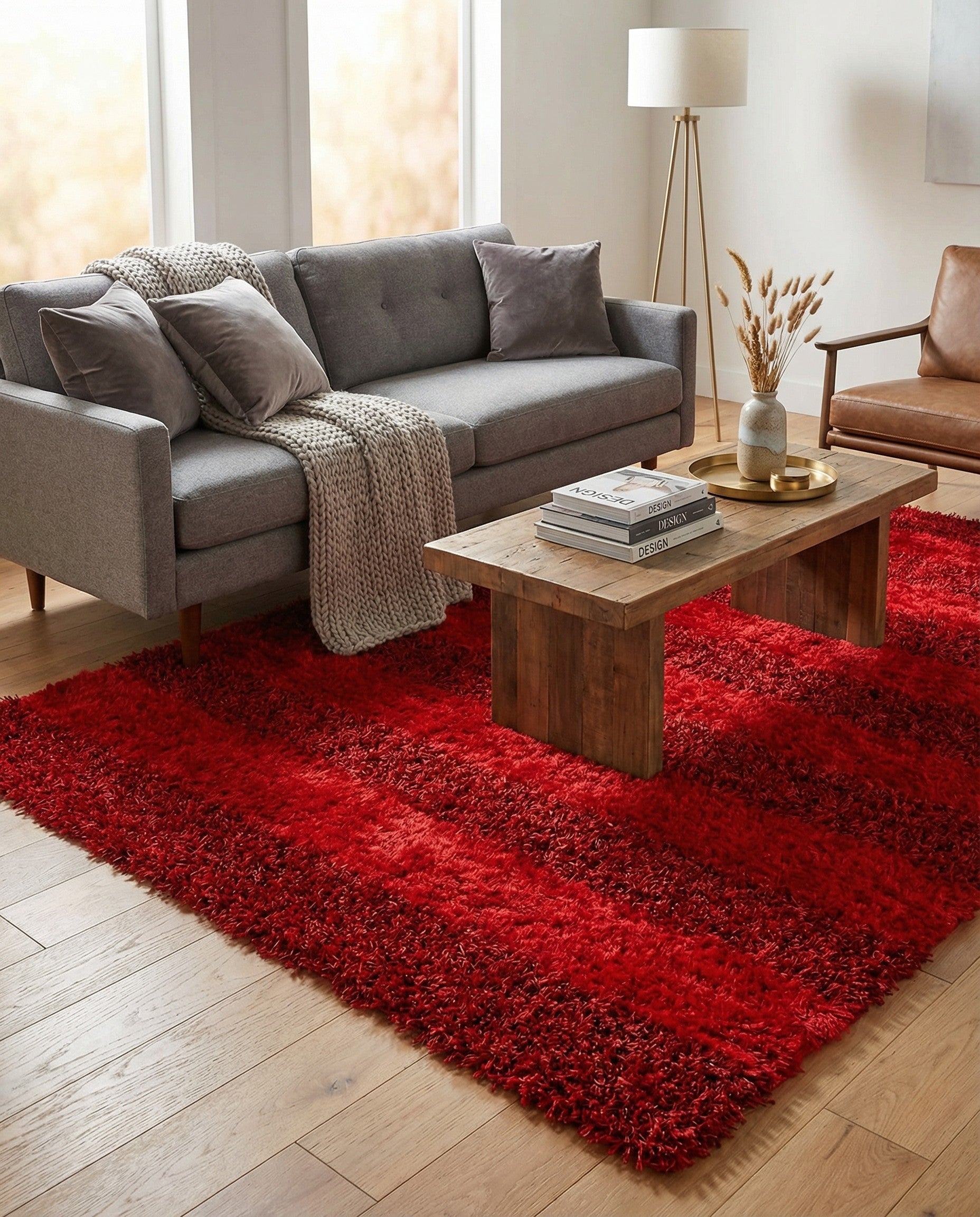  5' 2 x 6' 8  Hand Knotted Solid Shag Rug