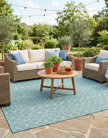 10' 8 x 10' 8 Easy-Clean Lattice Indoor / Outdoor Square Rug