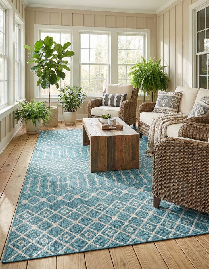 Detail image of 10' x 14'  Washable Trellis Indoor / Outdoor Rug
