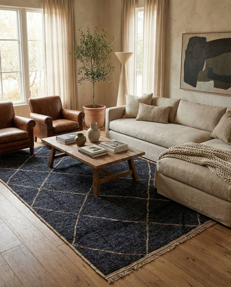 Detail image of 6' 2 x 9' 3 Hand Knotted Moroccan Wool Rug