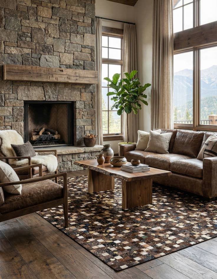 Detail image of 5' x 8' Cowhide Stocks Rug