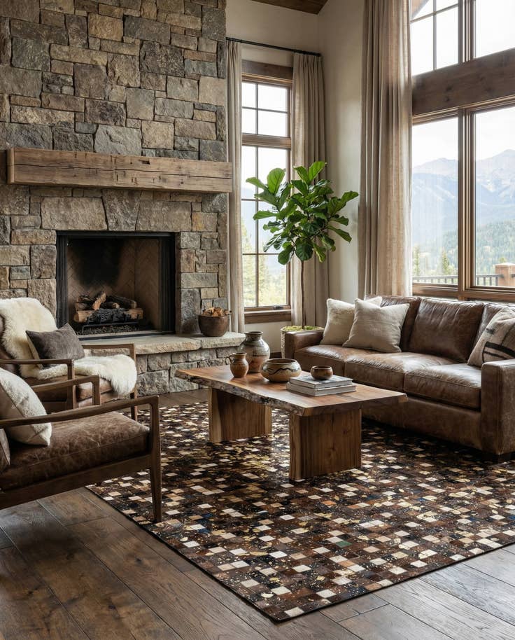 Detail image of 5' x 8' Cowhide Stocks Rug