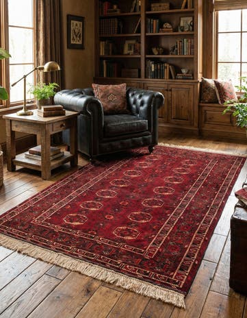 4' 9 x 7' 5 Hand Knotted Afghan Ersari Wool Rug