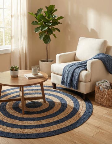 5' 1 x 5' 1 Handmade Braided Jute Round Rug
