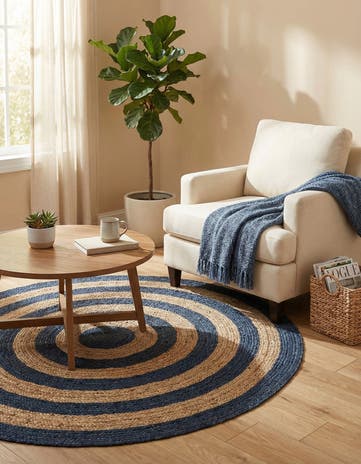 5' 1 x 5' 1 Handmade Braided Jute Round Rug