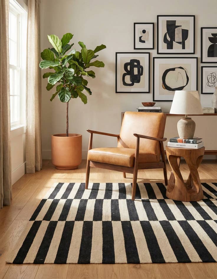 Detail image of 4' 3 x 5' 10  Hand Woven Kilim Modern Wool Rug