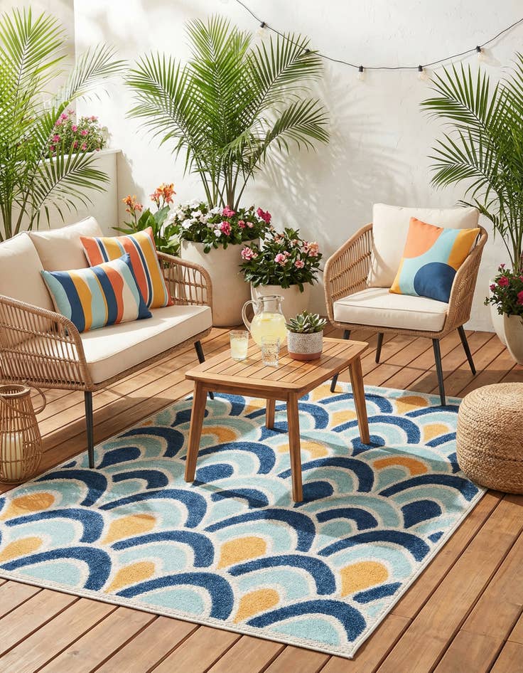 Detail image of 5' 3 x 8'  Washable Belize Indoor / Outdoor Rug