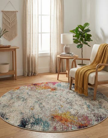 4' x 4' Washable Theia Round Rug