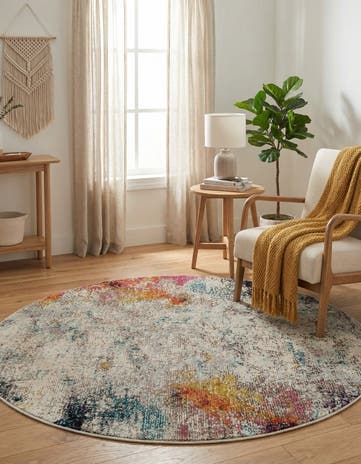 4' x 4' Washable Theia Round Rug