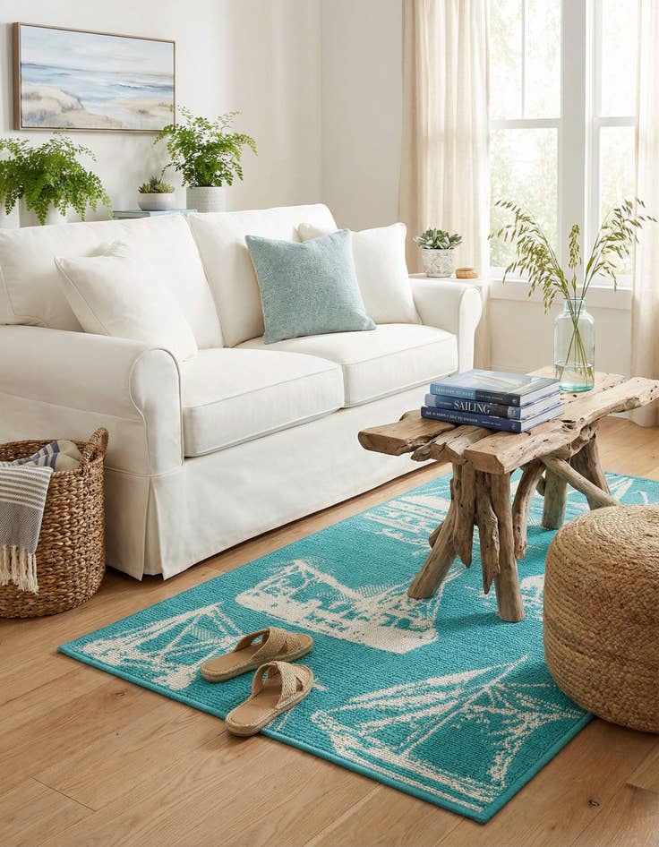 Detail image of 2' x 3'  Washable Coastal Indoor / Outdoor Rug