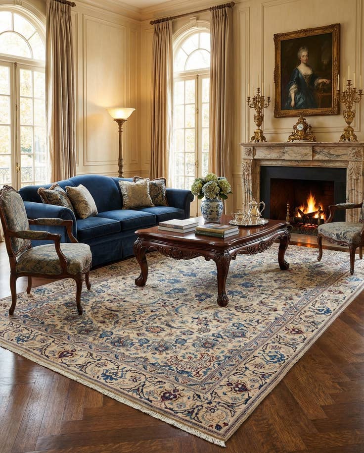 Detail image of 6' 2 x 9' 7 Hand Knotted Nain Persian Rug
