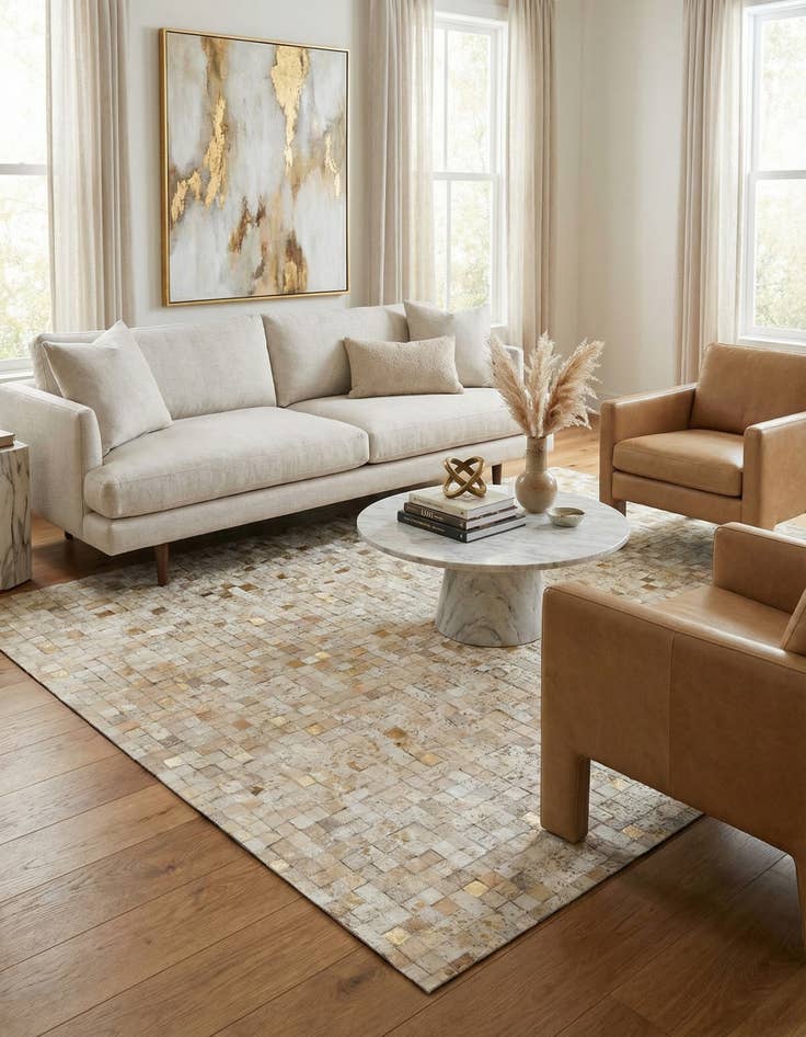 Detail image of 5' 2 x 7' 5 Cowhide Stocks Rug