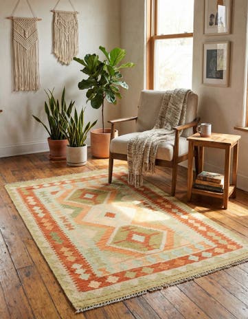 3' 3 x 5' Hand Woven Kilim Waziri Wool Rug