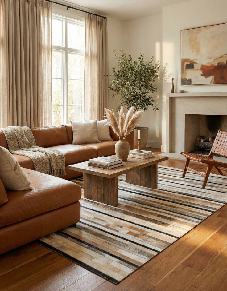 Detail image of 5' x 8' Cowhide Stocks Rug