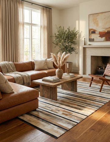 5' x 8' Cowhide Stocks Rug