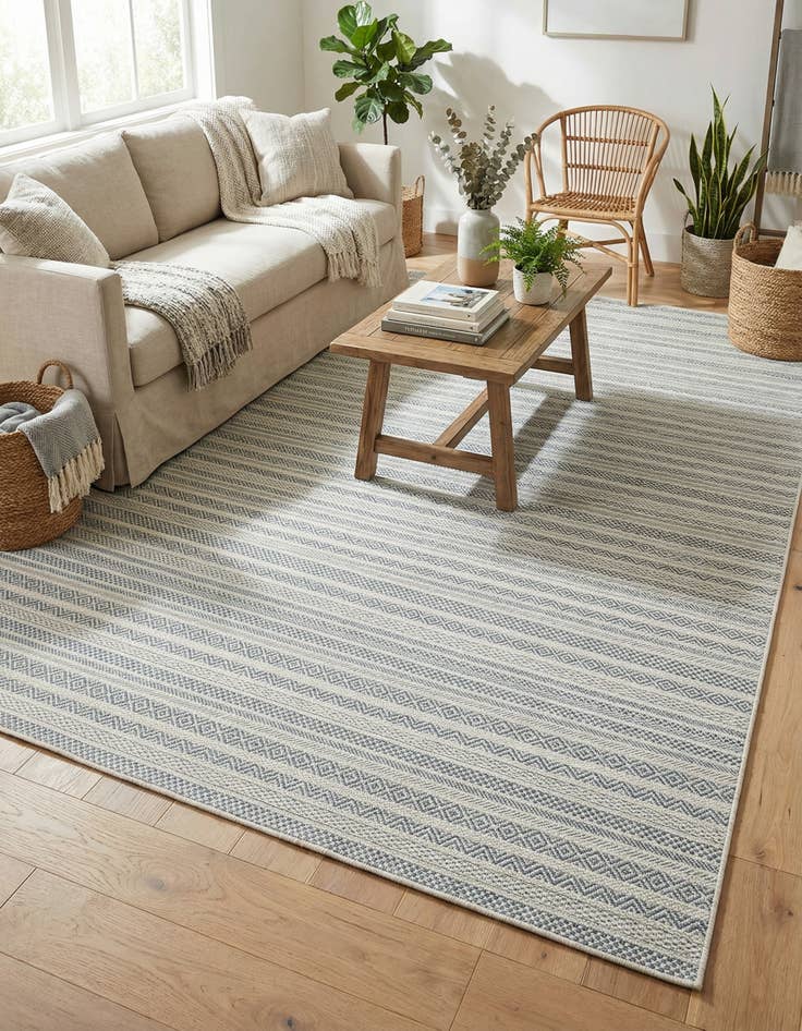 Detail image of 7' x 10'  Washable Striped Indoor / Outdoor Rug