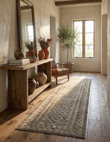 2' 10 x 9' 10 Hand Woven Kilim Maymana Wool Runner Rug