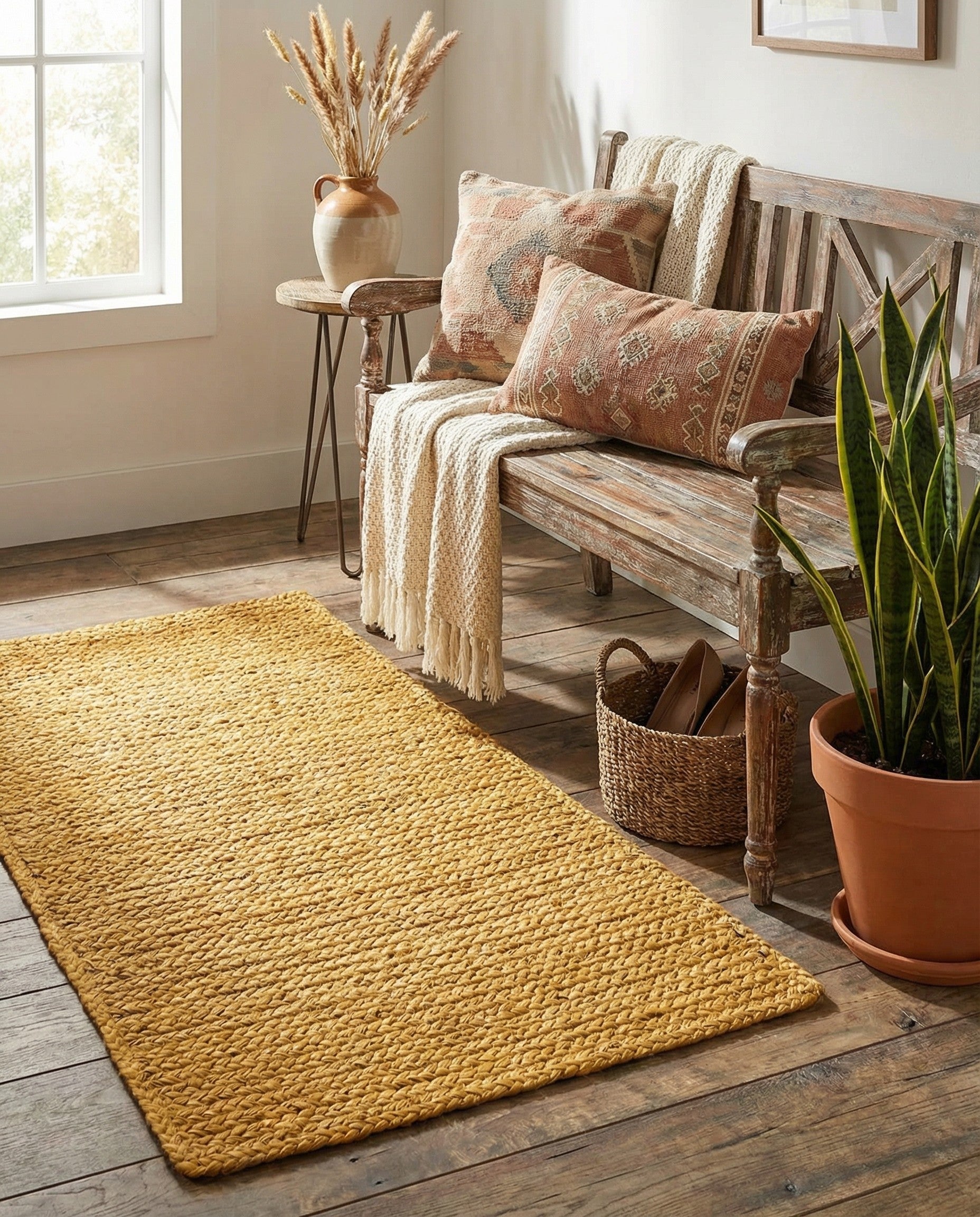  2' x 3' 1  Hand Braided Jute Rug