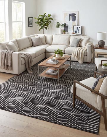 Black Easy-Clean Sabrina Soto Hudson Indoor / Outdoor Rug