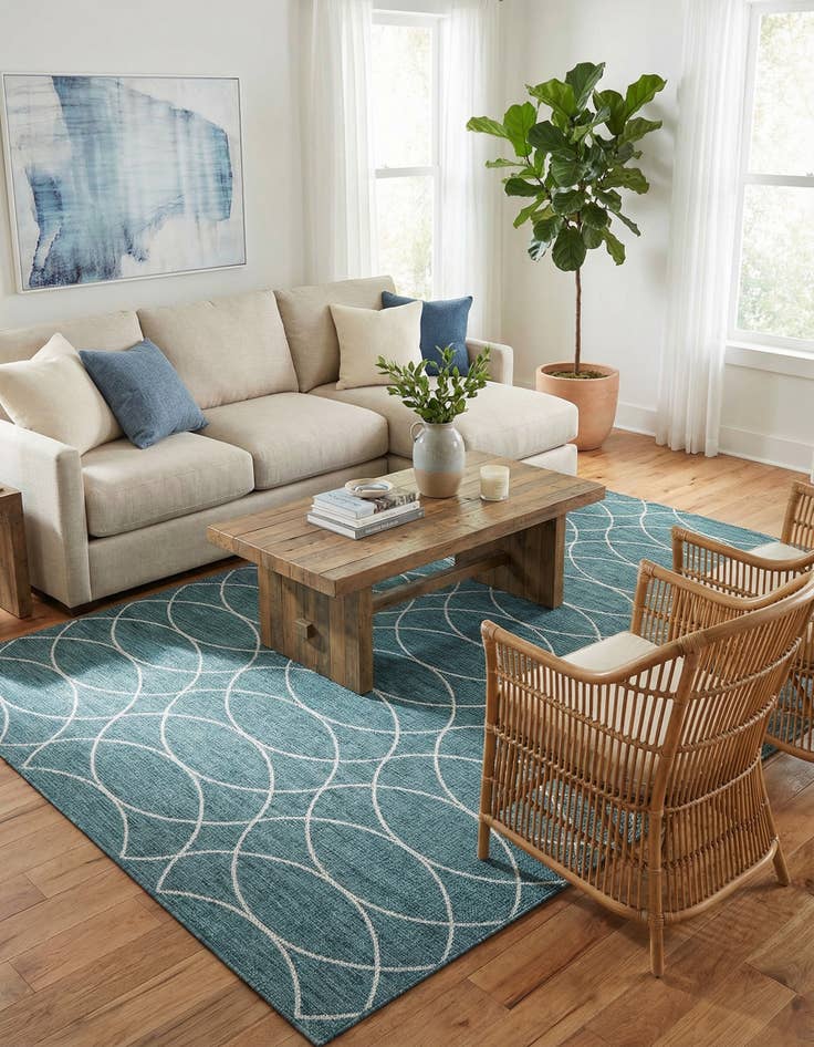 Detail image of 10' x 10'  Washable Trellis Indoor / Outdoor Square Rug