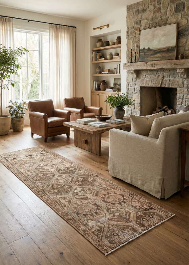 3' 7 x 9' 5 Hand Knotted Ultra Vintage Persian Wool Runner Rug