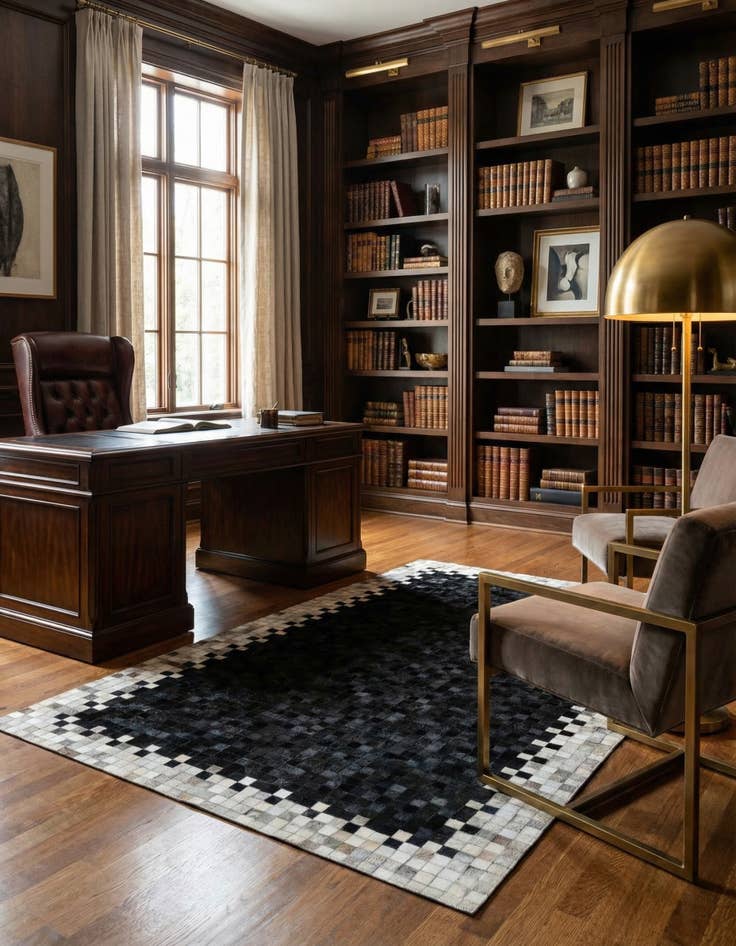 Detail image of 5' 2 x 8' Cowhide - Patchwork Rug