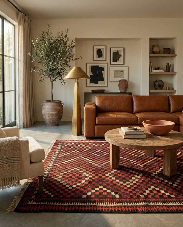 5' x 8' 7 Hand Woven Kilim Fars Wool Rug