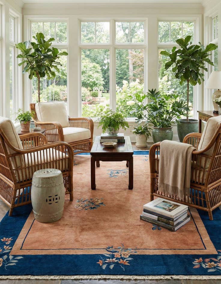 Detail image of 6' 10 x 10'  Hand Knotted Antique Finish Oriental Wool Rug