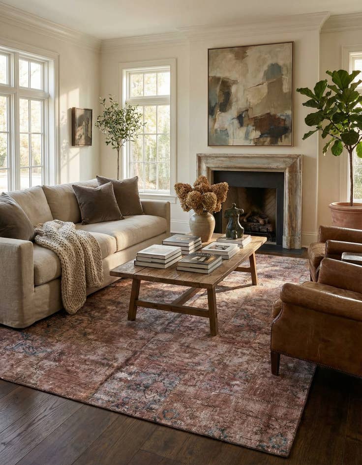 Detail image of 6' 9 x 9' 9  Hand Woven Ultra Vintage Wool Rug