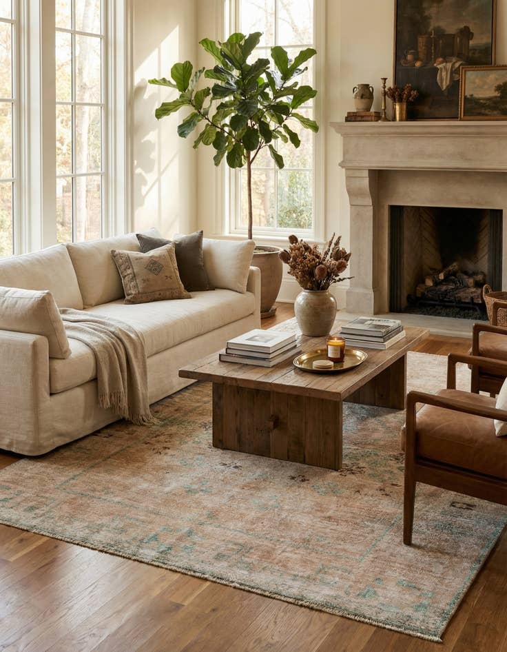 Detail image of  6' 7 x 9' 2  Hand Knotted Ultra Vintage Persian Wool Rug