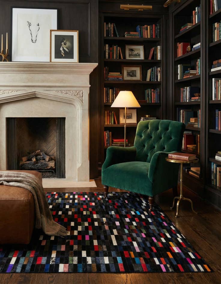 Detail image of  5' 2 x 8' Cowhide - Patchwork Rug