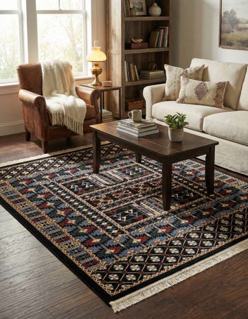 Black Bokhara Square Rug