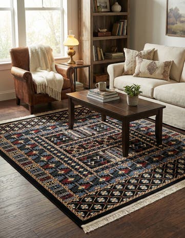 Black Bokhara Square Rug