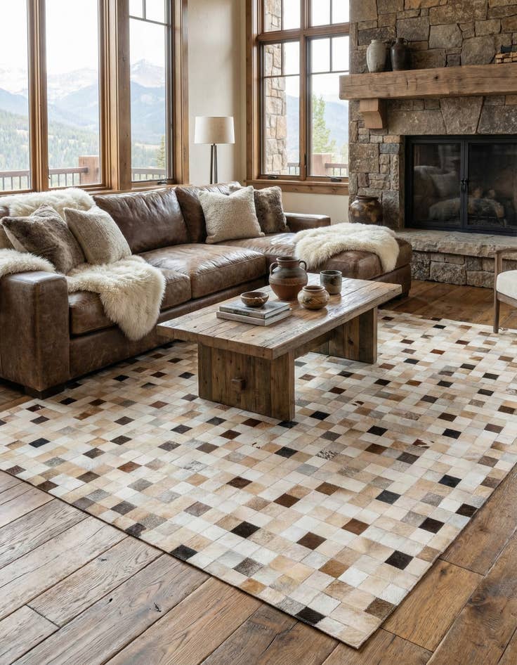 Detail image of 7' 11 x 9' 8 Cowhide Stocks Rug