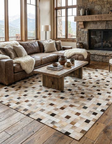 7' 11 x 9' 8 Cowhide Stocks Rug
