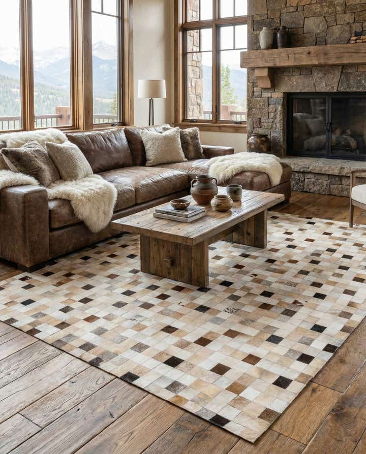 7' 11 x 9' 8 Cowhide Stocks Rug