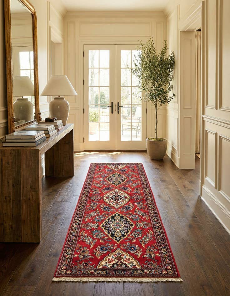 Detail image of  2' 8 x 6' 8  Hand Knotted Qom Persian Runner Rug