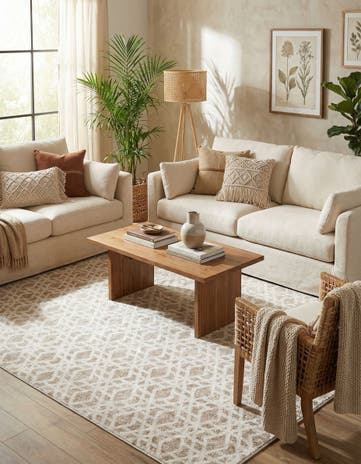 Ivory Laguna Square Rug