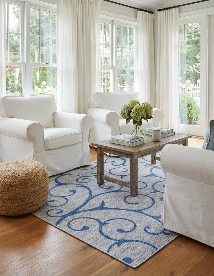 Detail image of 9' x 12'  Washable Botanical Indoor / Outdoor Rug