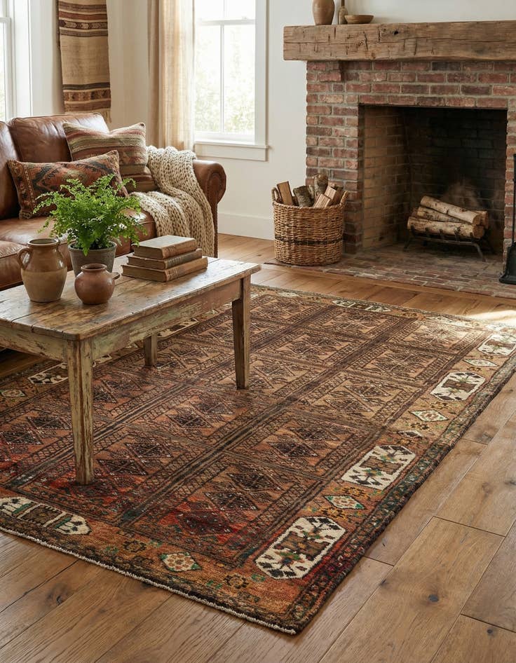 Detail image of 3' 2 x 4' 10  Hand Knotted Balouch Persian Wool Rug