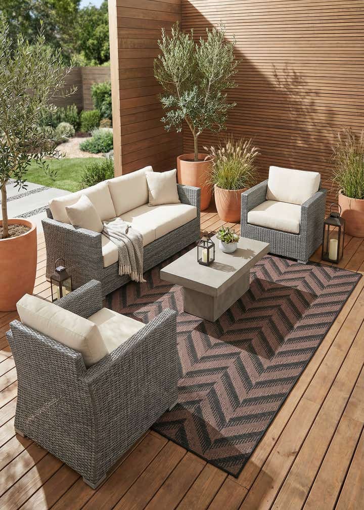 7' x 10' Easy-Clean Modern Indoor / Outdoor Rug
