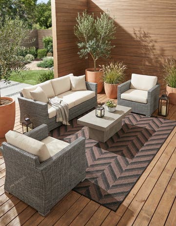Brown Easy-Clean Modern Indoor / Outdoor Rug