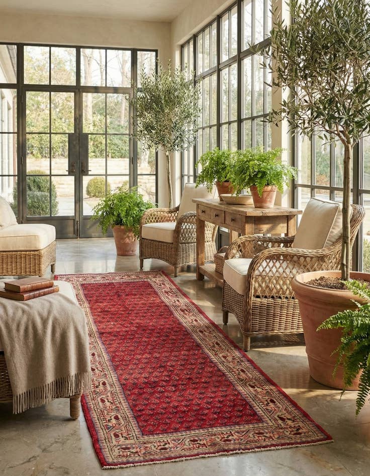 Detail image of 3' 9 x 10'  Hand Knotted Botemir Persian Wool Runner Rug