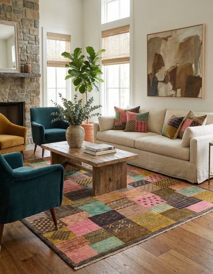 Detail image of 5' 8 x 7' 8  Hand Knotted Modern Ziegler Rug