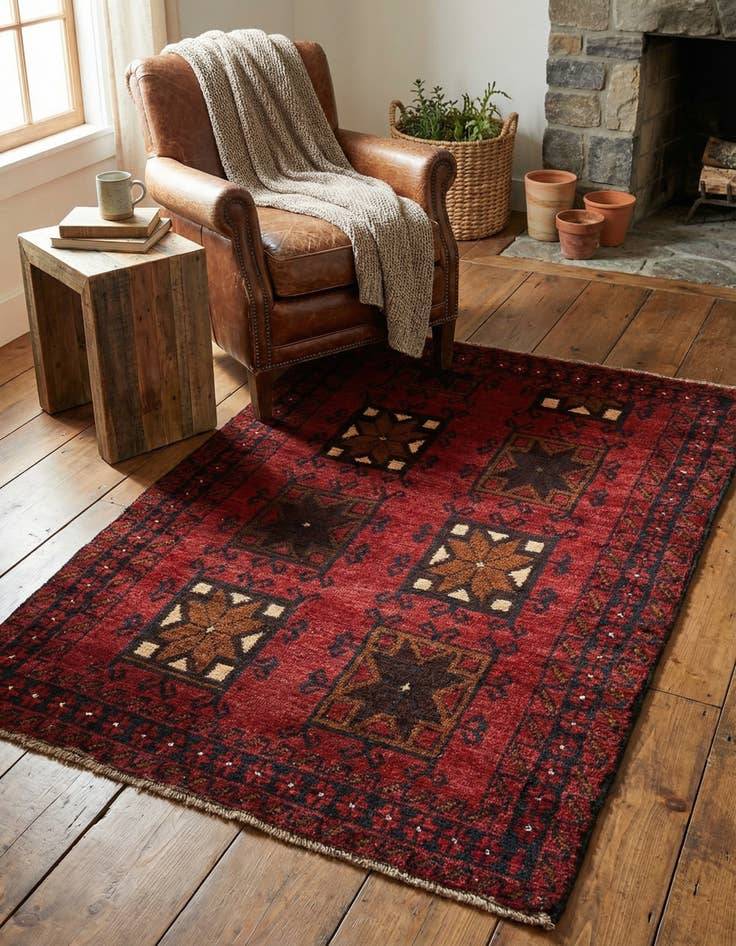 Detail image of 3' x 4' 7  Hand Knotted Balouch Persian Wool Rug