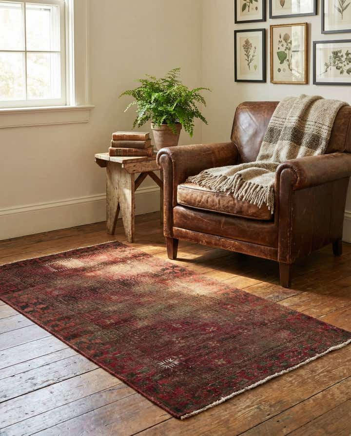 2' 4 x 4' 9 Hand Knotted Ultra Vintage Persian Wool Runner Rug