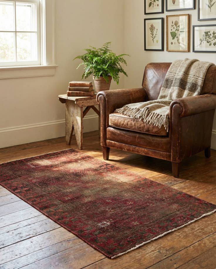 Detail image of 2' 4 x 4' 9 Hand Knotted Ultra Vintage Persian Wool Runner Rug