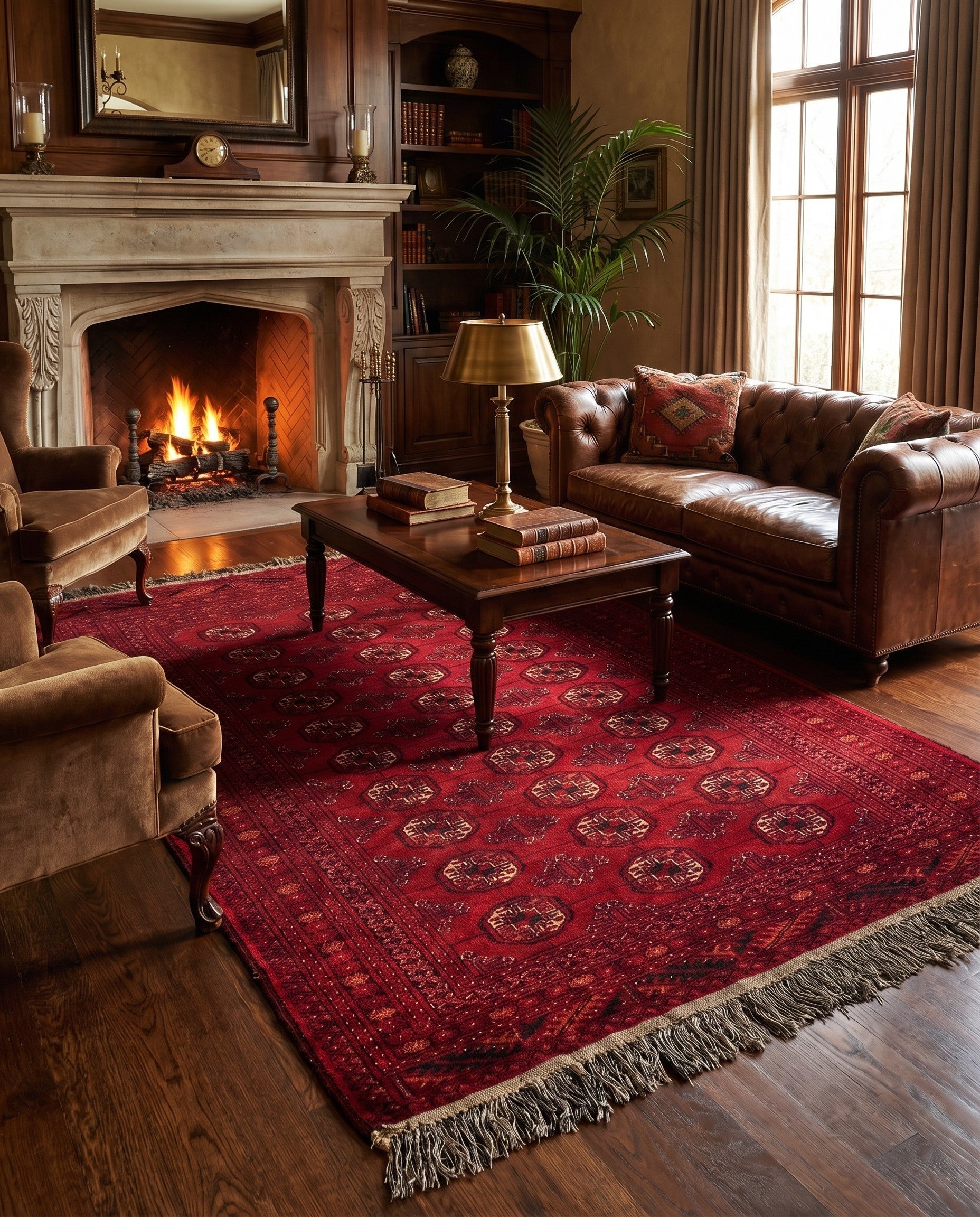 4' 6 x 6' 4 Hand Knotted Afghan Akhche Wool Rug