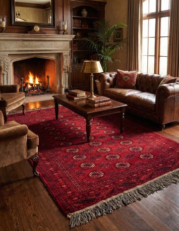 4' 6 x 6' 4 Hand Knotted Afghan Akhche Wool Rug
